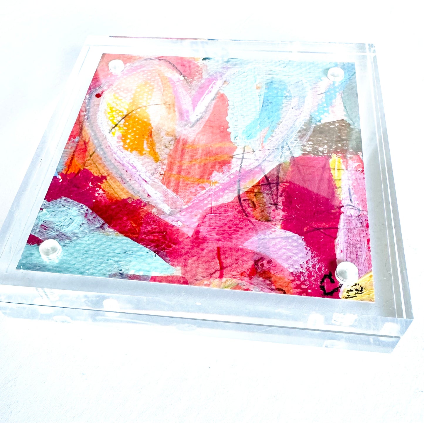 Acrylic Block Heart Painting: Loud Love (No. 4 of 10)