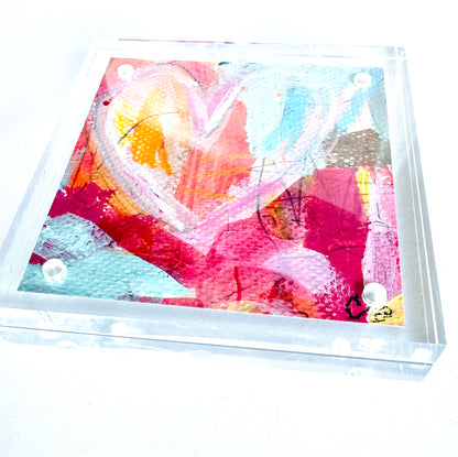Acrylic Block Heart Painting: Loud Love (No. 4 of 10)