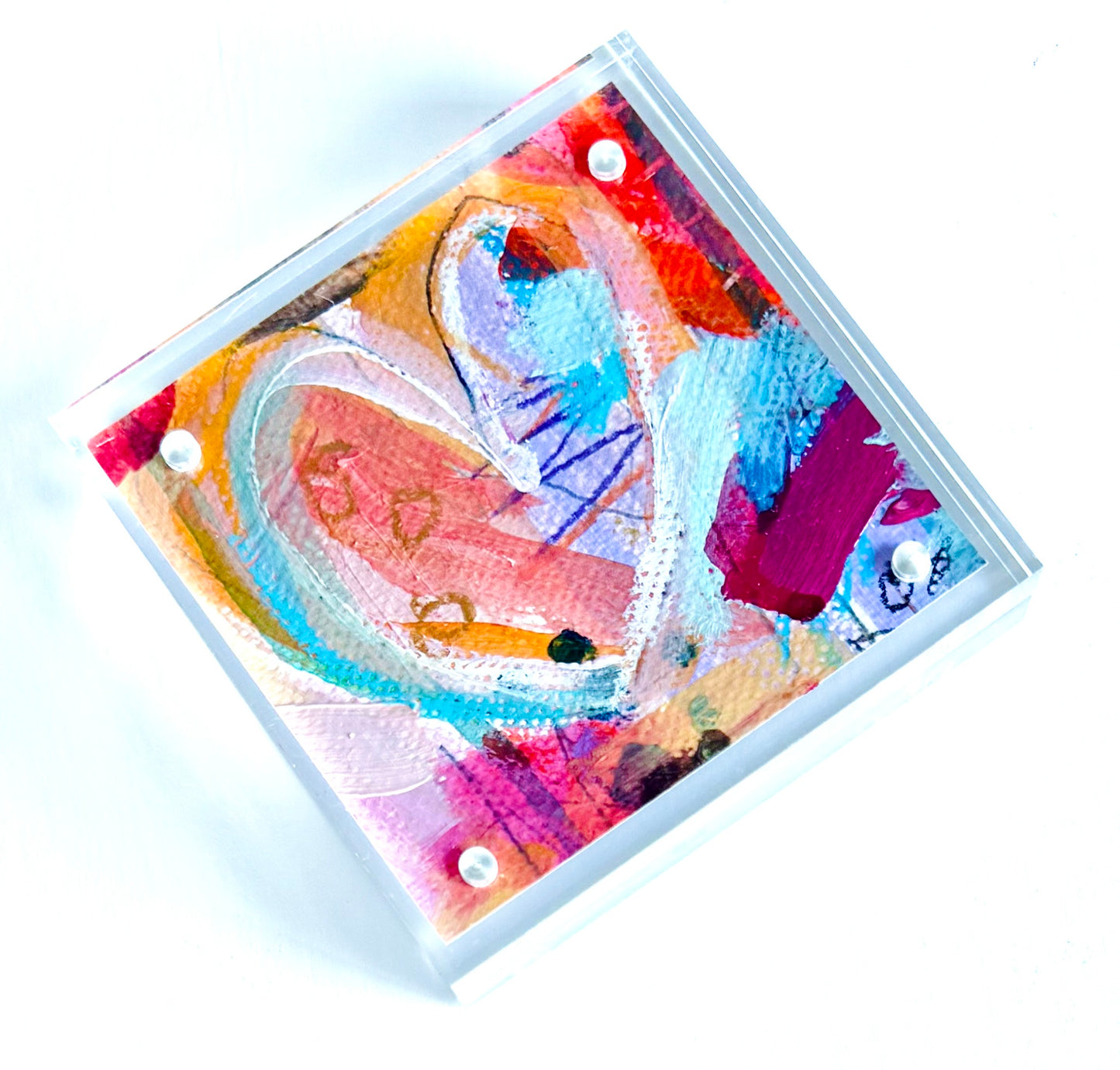 Acrylic Block Heart Painting: Loud Love (No. 5 of 10)