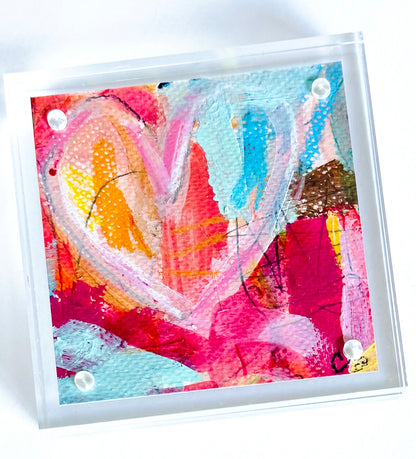 Acrylic Block Heart Painting: Loud Love (No. 4 of 10)