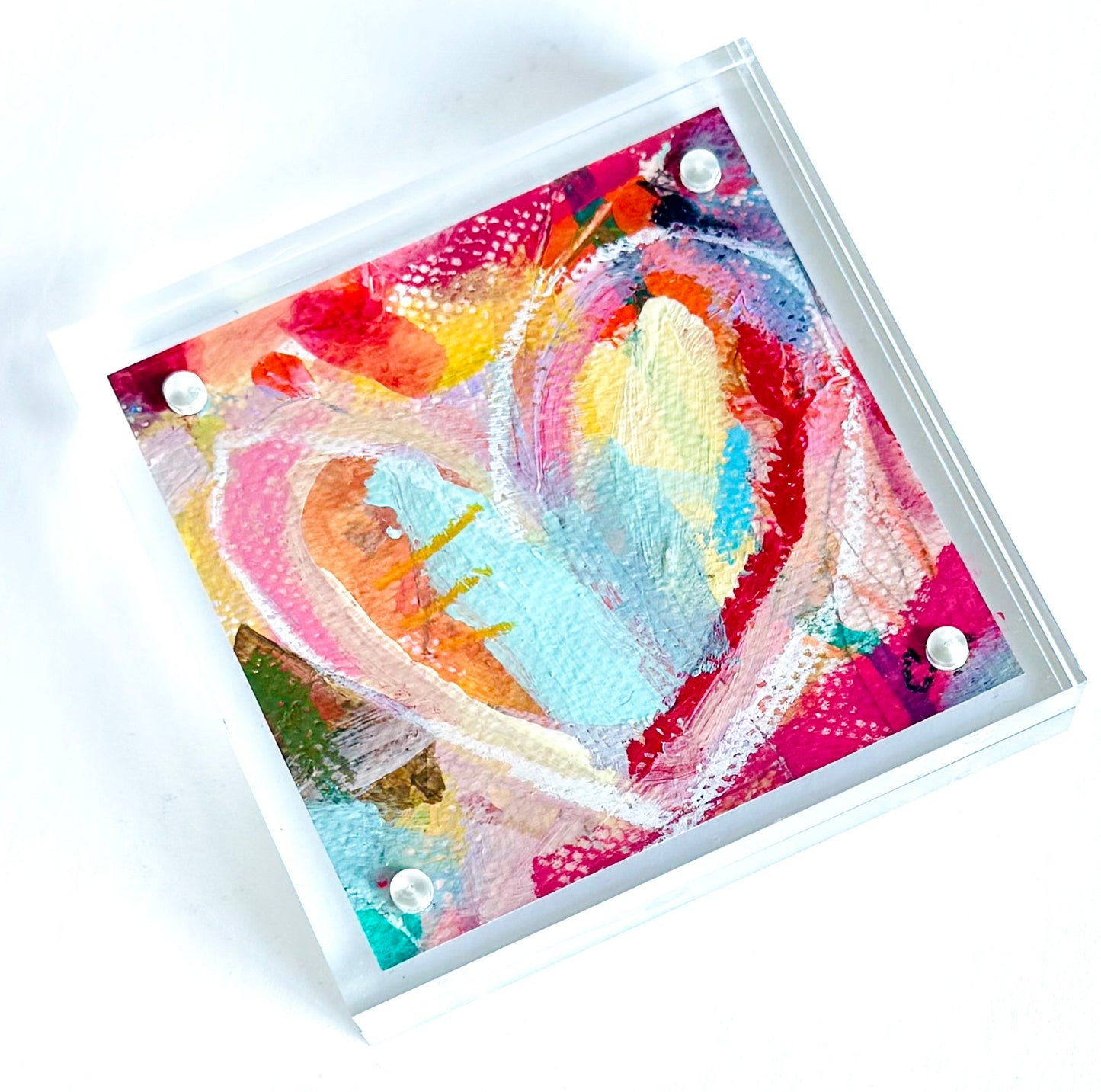Acrylic Block Heart Painting: Loud Love (No. 9 of 10)