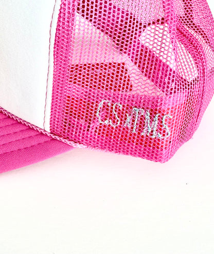 Carrie Song X TMS Heart Trucker Hat - Hot Pink / Lt Blue