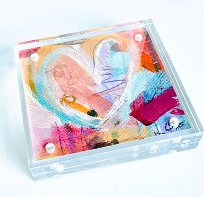 Acrylic Block Heart Painting: Loud Love (No. 5 of 10)