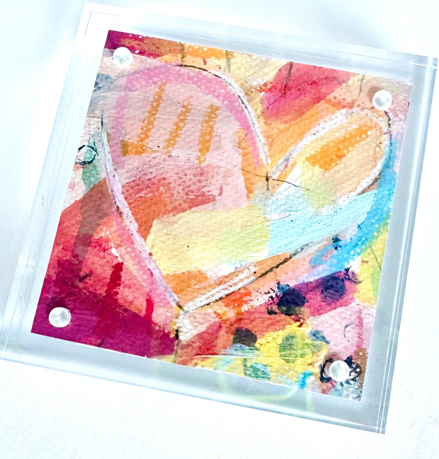 Acrylic Block Heart Painting: Loud Love (No. 1 of 10)
