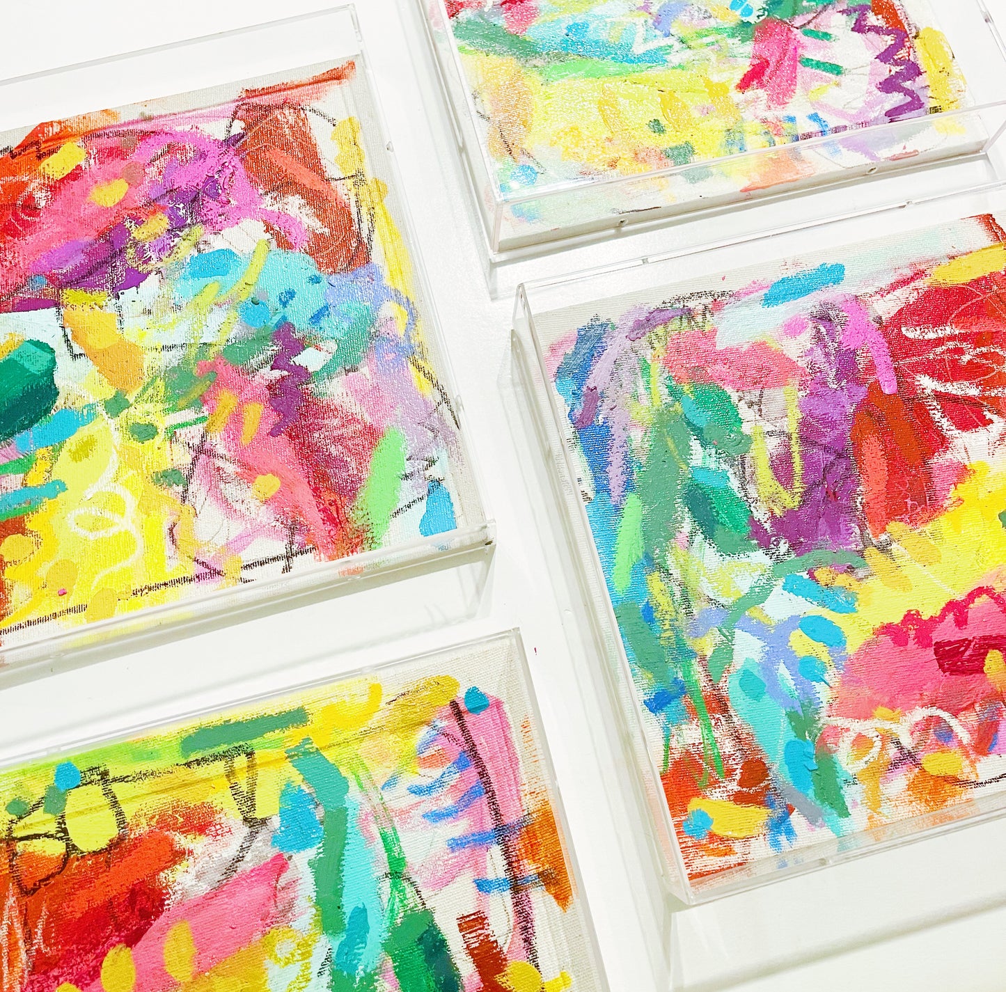 Fun Fete Abstract Paintings Acrylic Box Framed
