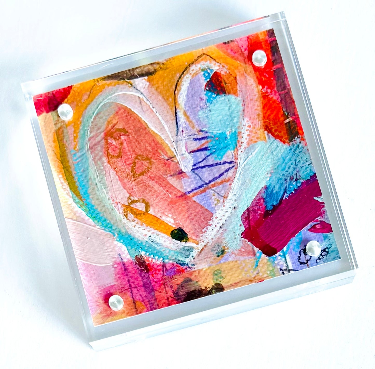 Acrylic Block Heart Painting: Loud Love (No. 5 of 10)