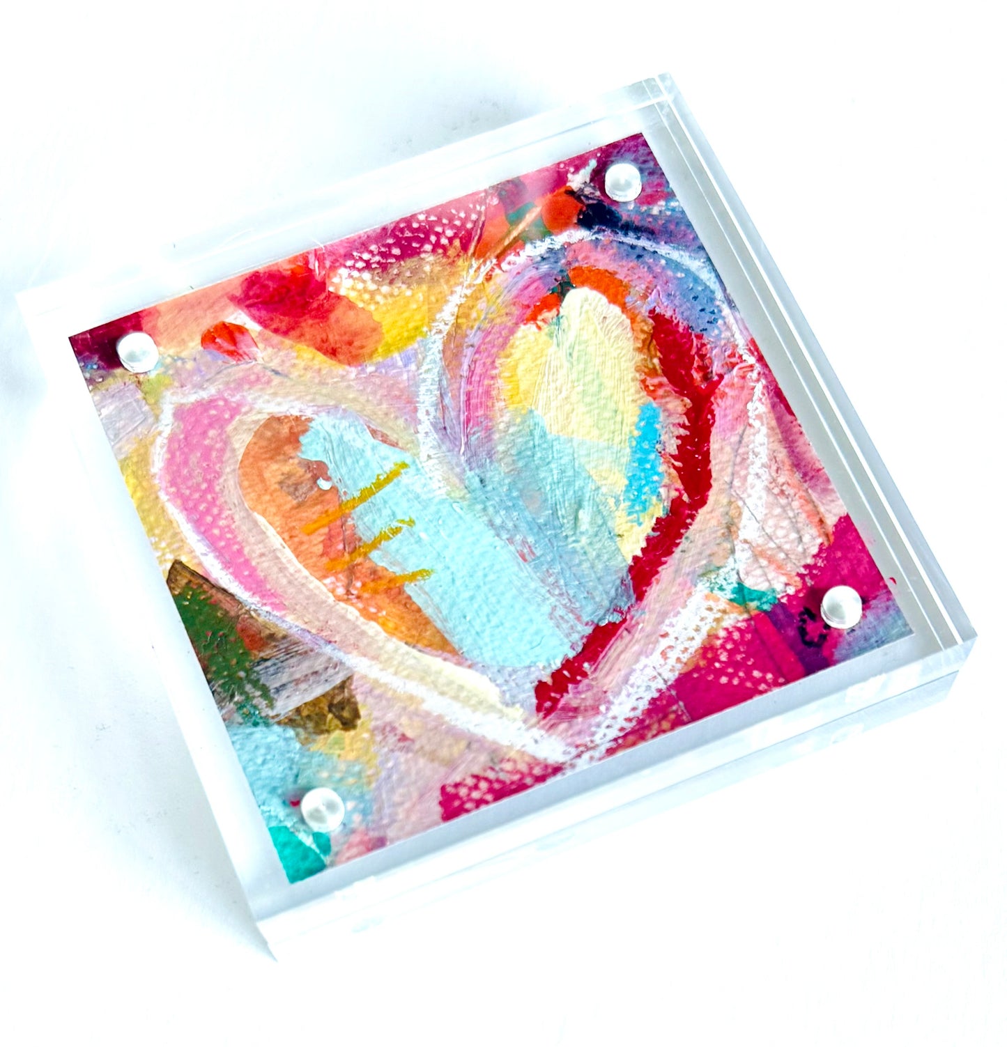 Acrylic Block Heart Painting: Loud Love (No. 9 of 10)