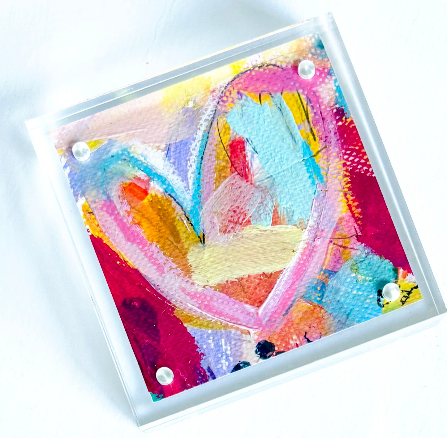 Acrylic Block Heart Painting: Loud Love (No. 7 of 10)