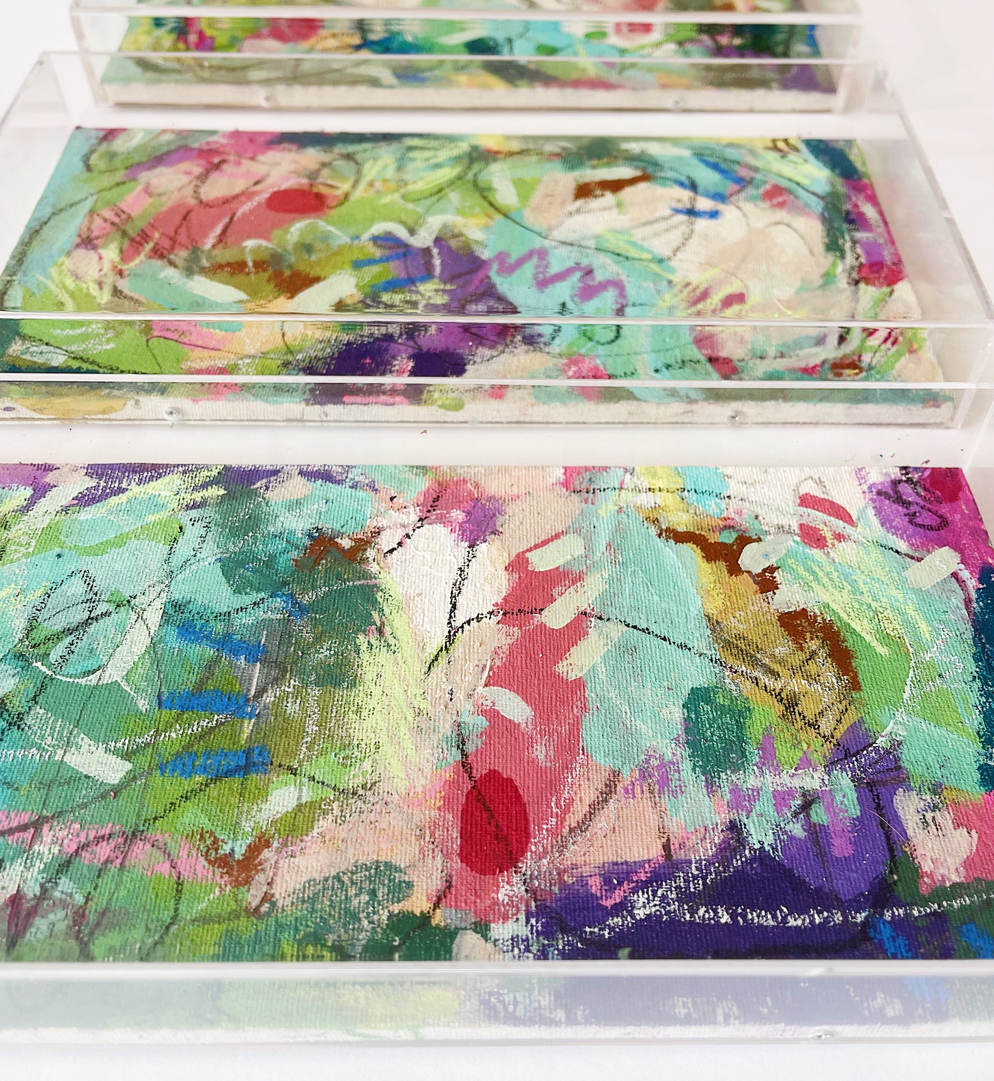 Fun Fete Abstract Painting Acrylic Box Framed