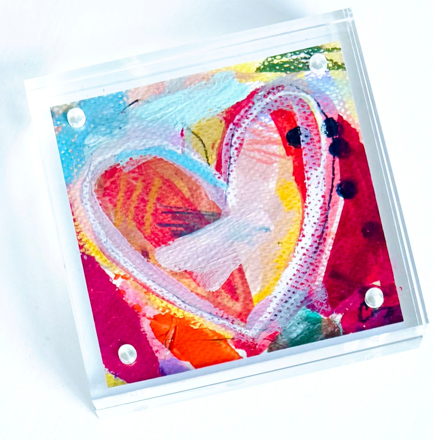 Acrylic Block Heart Painting: Loud Love (No. 8 of 10)