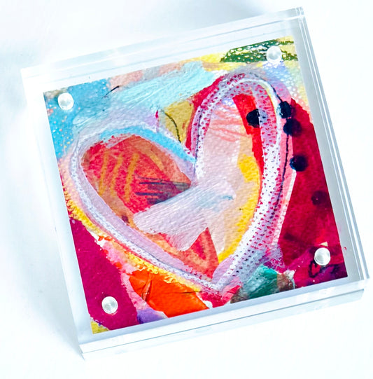 Acrylic Block Heart Painting: Loud Love (No. 8 of 10)