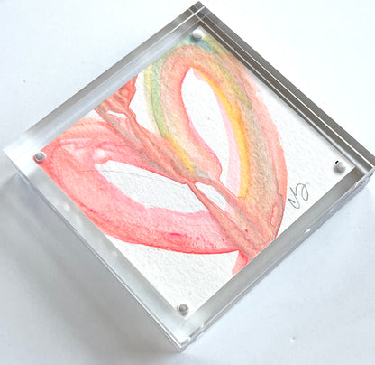 Acrylic Block Drippy Heart Painting