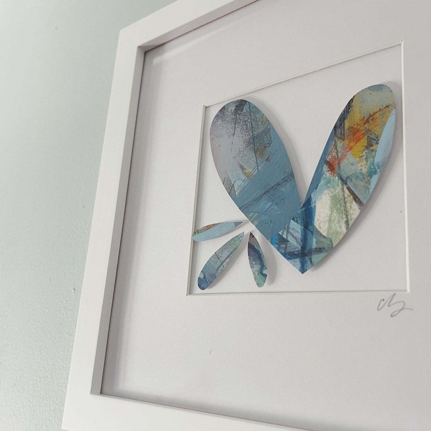 Framed Collage Heart Painting
