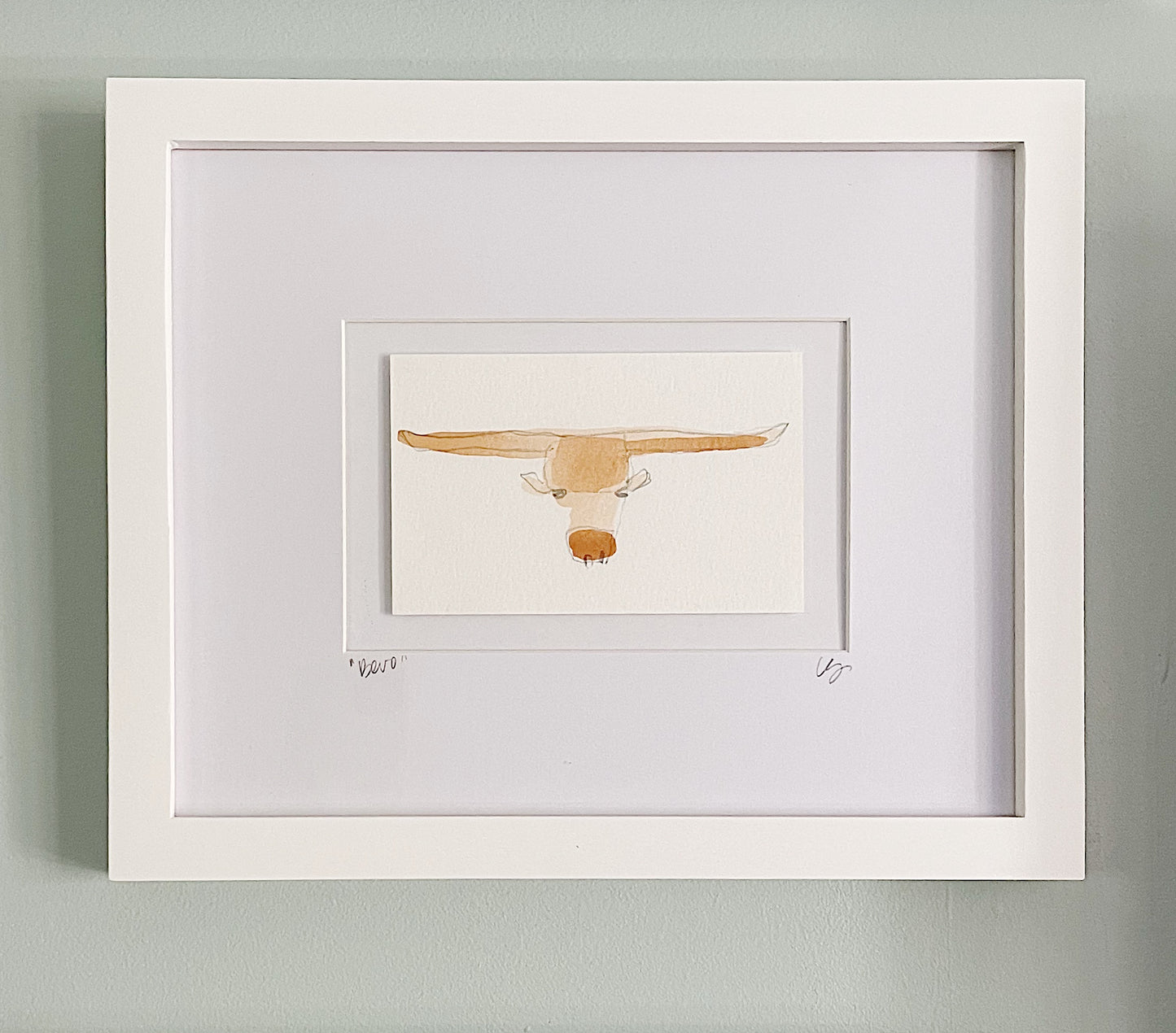 Framed Bevo Longhorn Painting