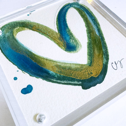 Undercurrent - Acrylic Heart Block Painting