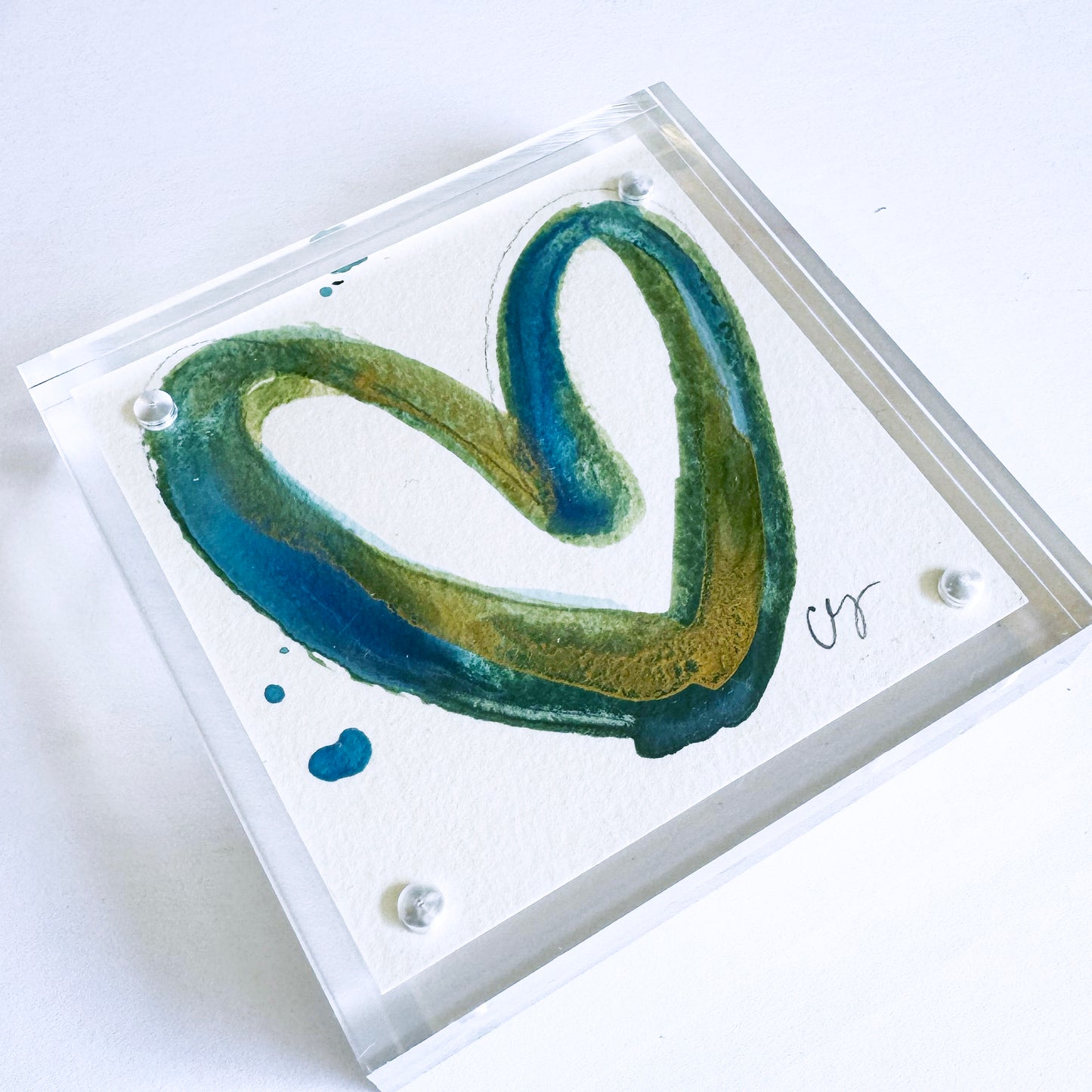 Undercurrent - Acrylic Heart Block Painting