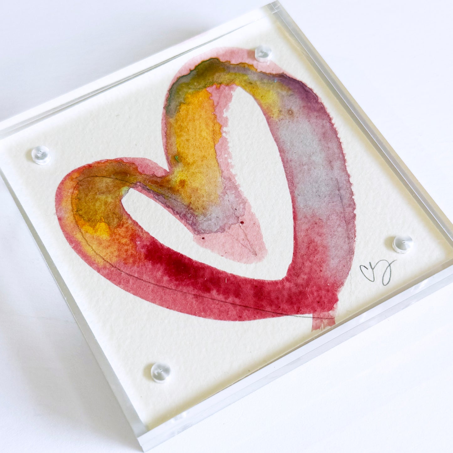 Quiet Rush - Acrylic Heart Block Painting