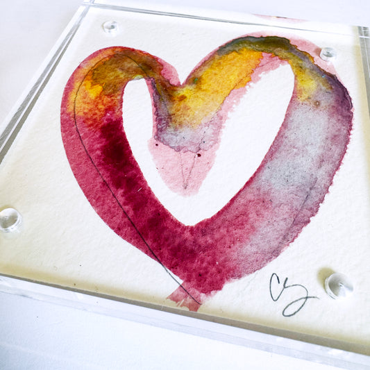 Quiet Rush - Acrylic Heart Block Painting