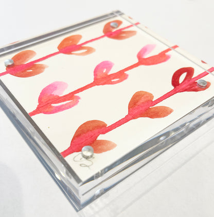 Acrylic Block Raining Hearts Painting