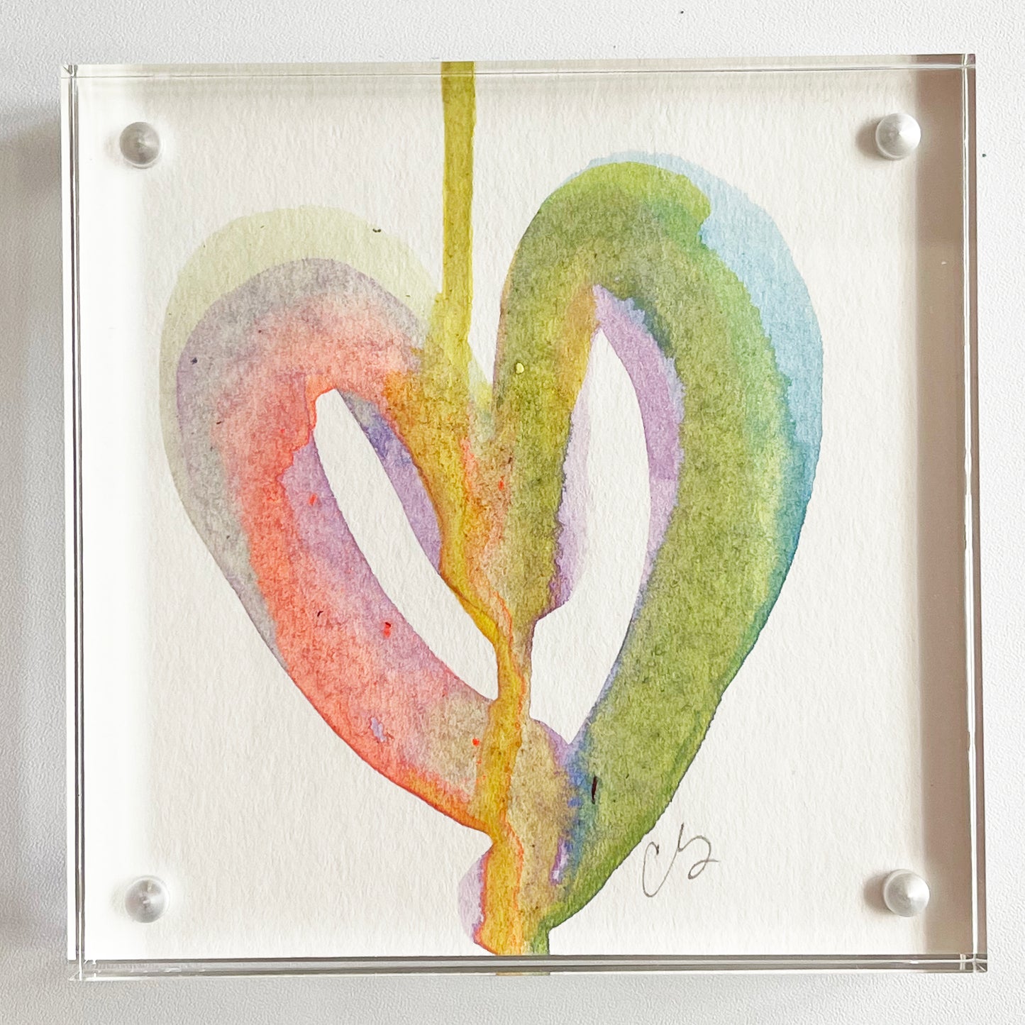 Framed Drippy Heart Acrylic Block
