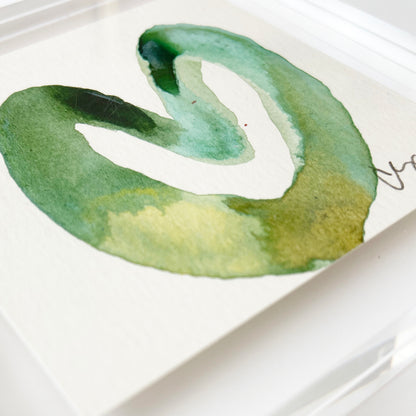 Acrylic Block Blue Green Heart Painting