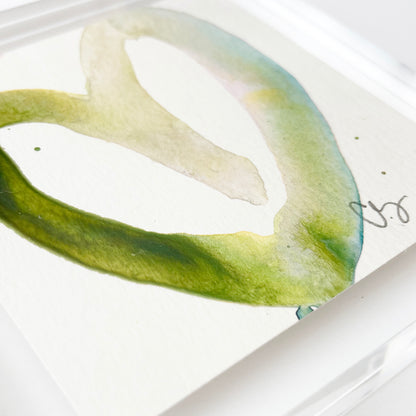 Acrylic Block Soft Green Heart Painting