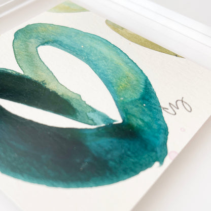 Acrylic Block Blue Green Heart Painting