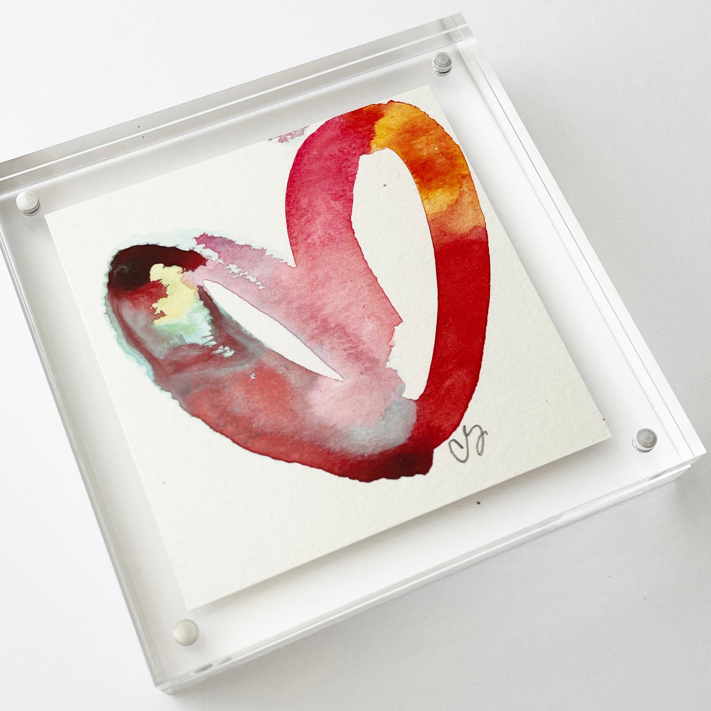Acrylic Block Red Heart Painting