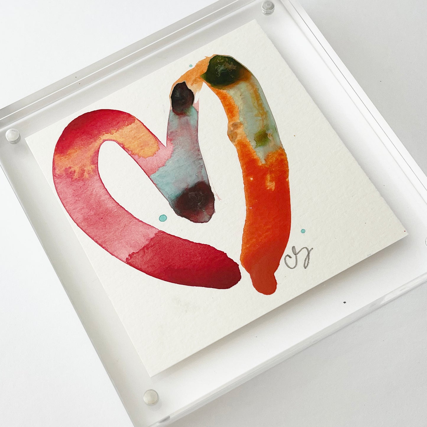Acrylic Block Red Heart Painting