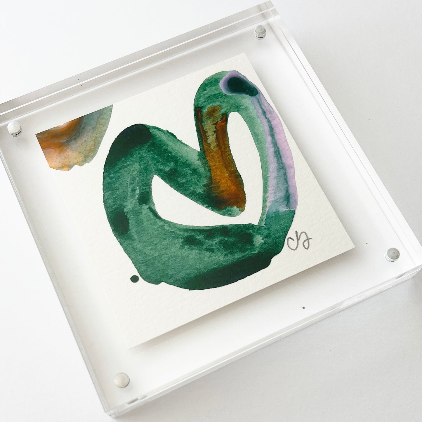 Acrylic Block Green Heart Painting