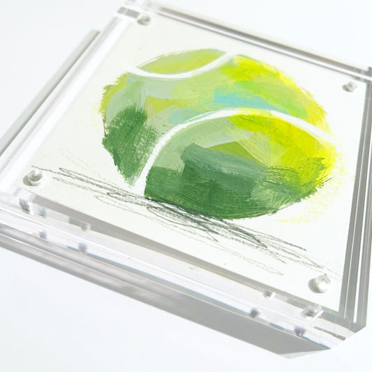 Original Tennis Ball Painting Acrylic Block