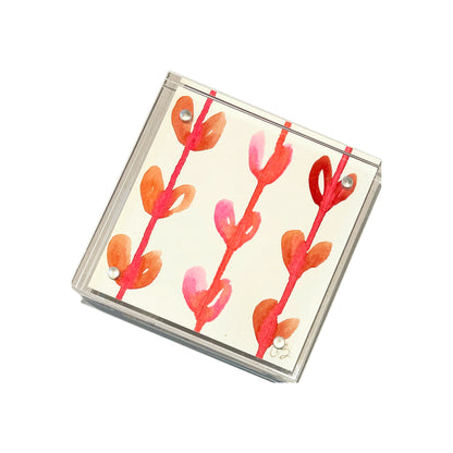 Acrylic Block Raining Hearts Painting