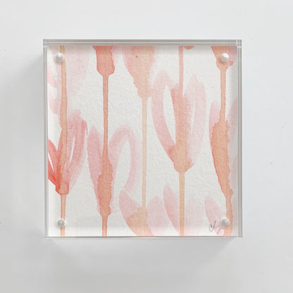 Acrylic Block Raining Hearts Painting