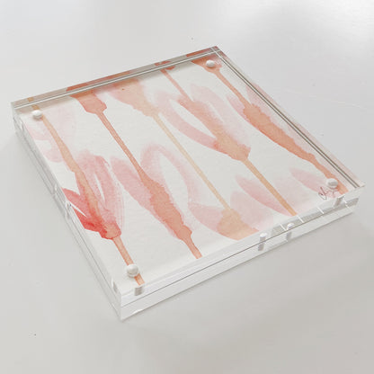 Acrylic Block Raining Hearts Painting